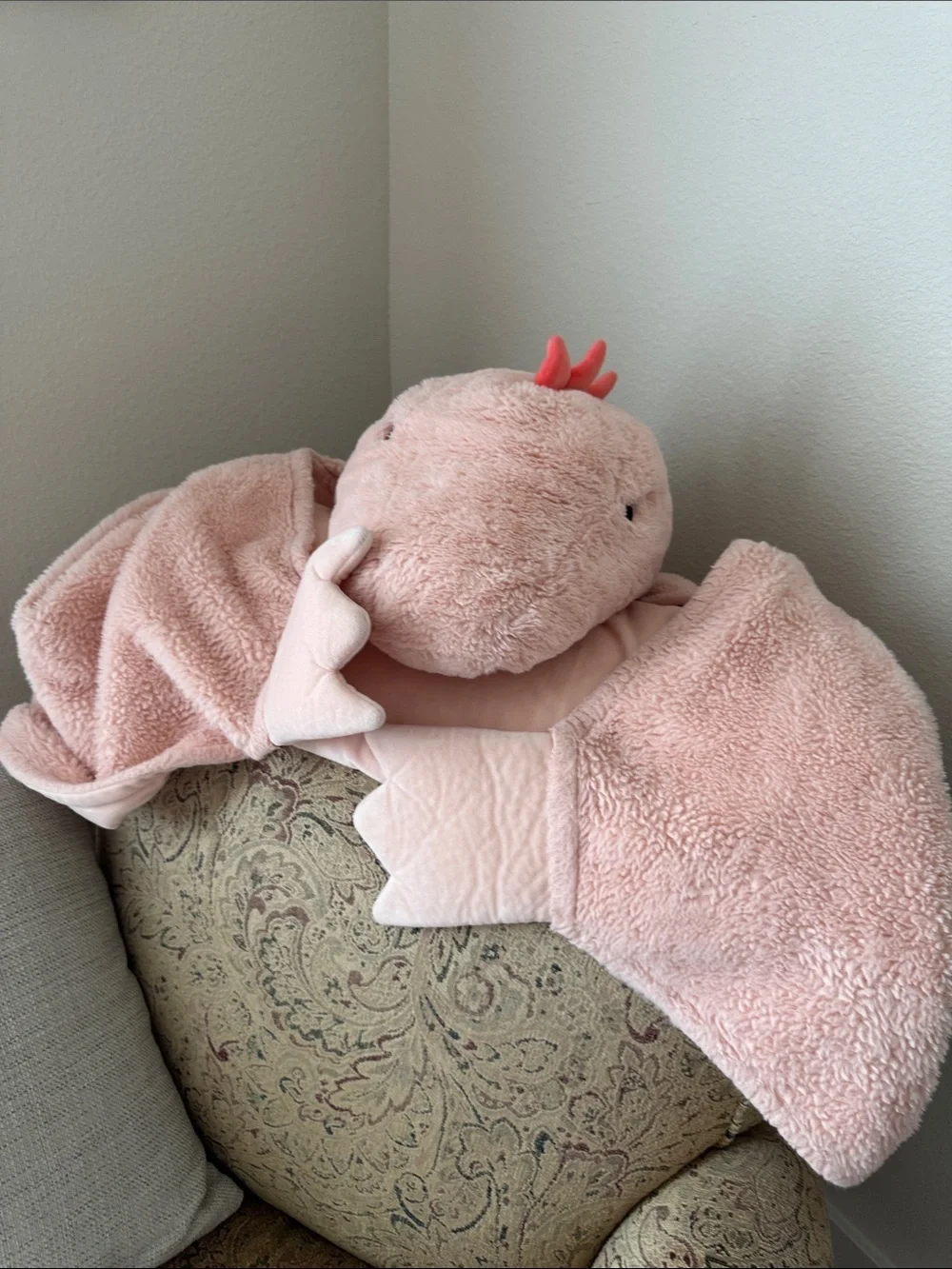Pillowfort Peach Dinosaur Hooded Kid’s Throw Blanket